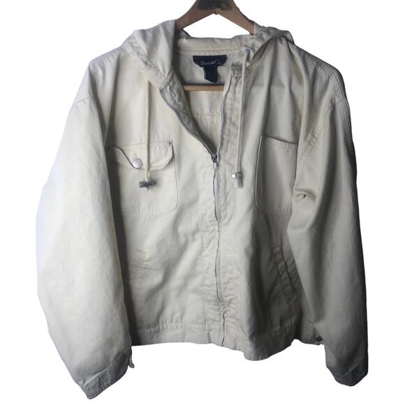 DENIM & Co Jacket Womens Size 2XL Hood Utility Windbreaker Soft Yellow - Picture 1 of 10